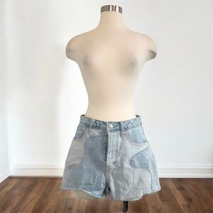 Wild Fable Super High Rise Cut Off Jean Shorts Blue Wavy Swirl 6